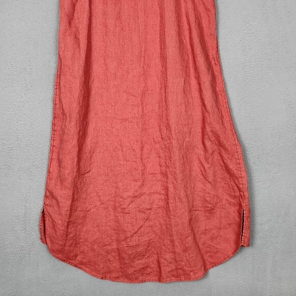 Sigrid Olsen Dress Womens Small Coral Linen Sleeveless High Neck Shift Keyhole - Picture 9 of 10